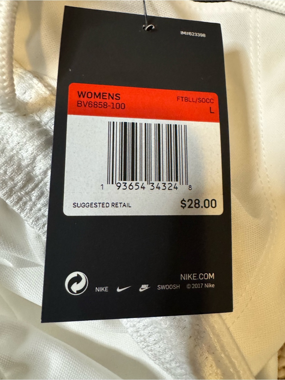 Women’s Large Nike White Shorts with Black Swoosh and Side Stripe - Picture 6 of 8